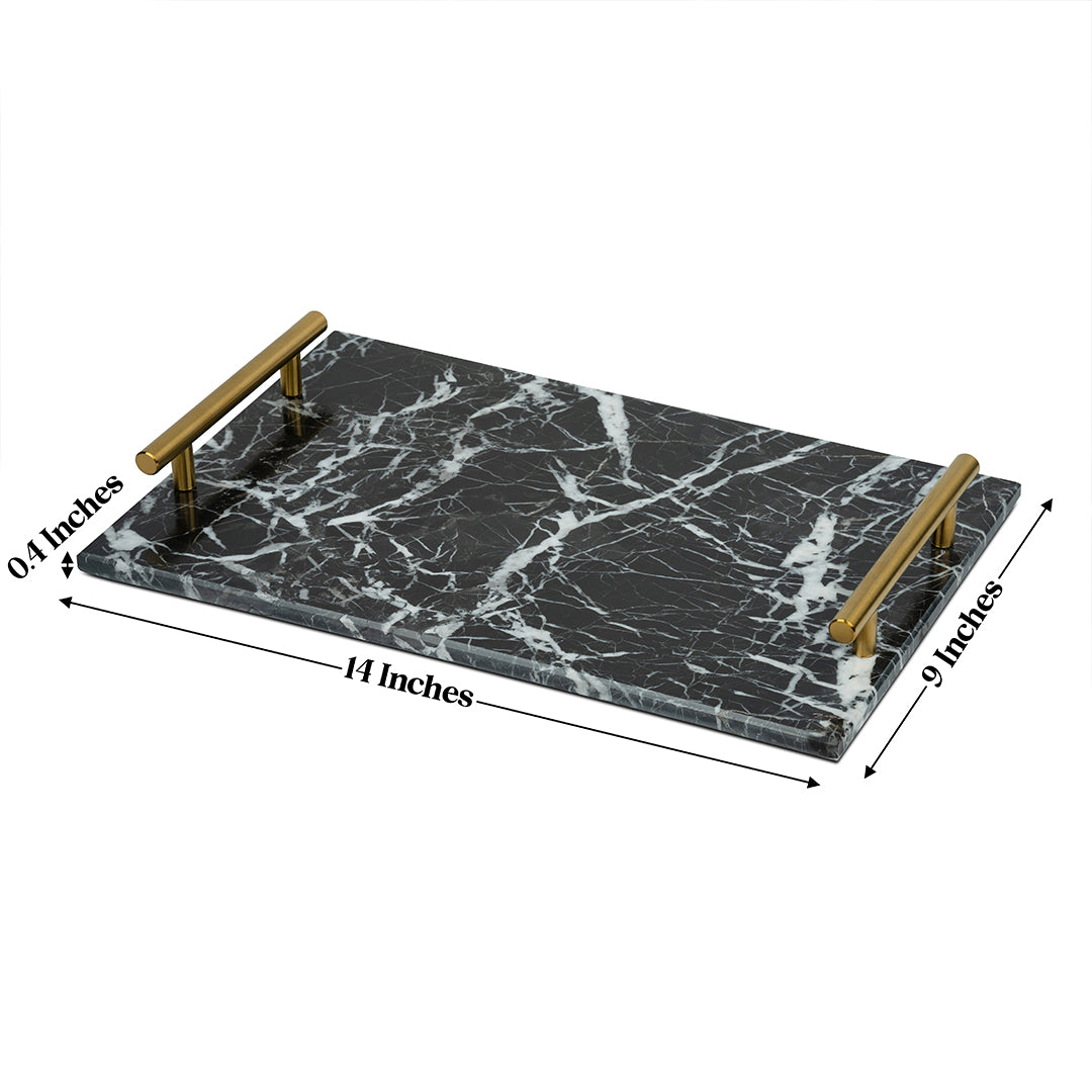 Midnight Majesty Rectangular Marble Tray 9x14