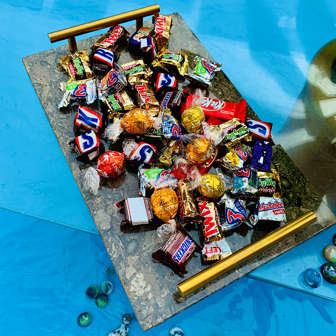 Ocean Grey Rectangular Marble Tray 9x14