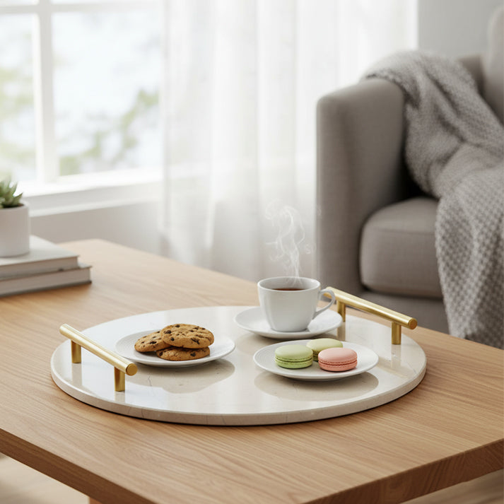 Desert Dream Round Marble Tray 14x14